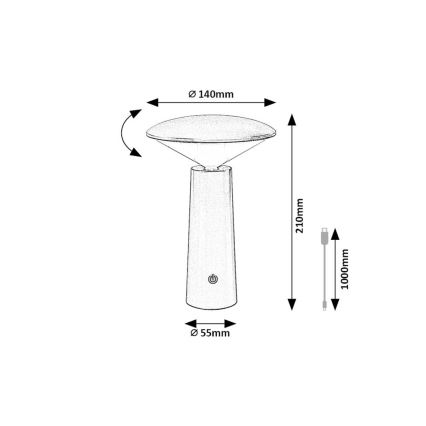 Rabalux - LED Dimbare oplaadbare touch tafellamp POLPERRO LED/3W/3,7V 1200mAh wit