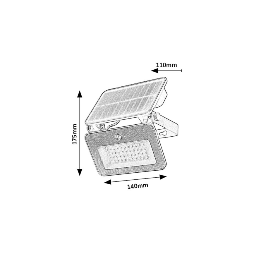 Rabalux - Solar LED Schijnwerper met Sensor LED/6W/3,7V 3000/4000/6500K IP65