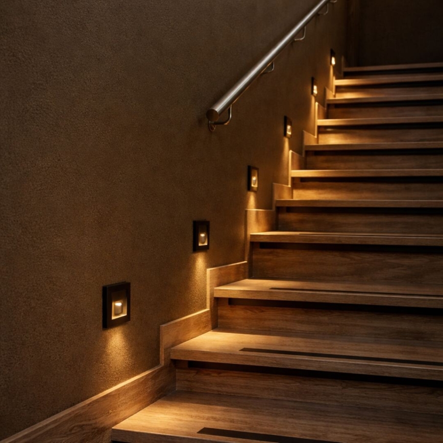 Rabalux - LED traplamp met bewegings- en schemersensor, LED/1W/230V, 3000/4500/6500K, zwart