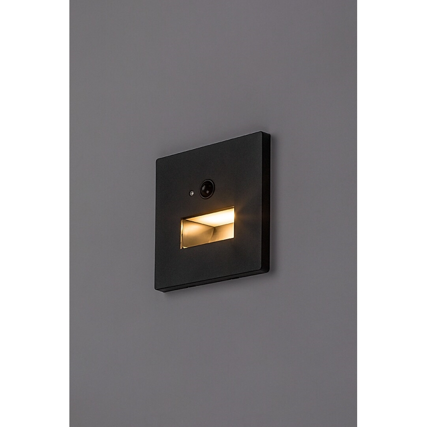 Rabalux - LED traplamp met bewegings- en schemersensor, LED/1W/230V, 3000/4500/6500K, zwart