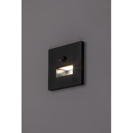 Rabalux - LED traplamp met bewegings- en schemersensor, LED/1W/230V, 3000/4500/6500K, zwart