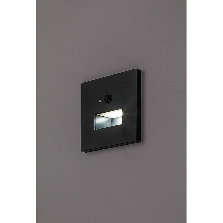 Rabalux - LED traplamp met bewegings- en schemersensor, LED/1W/230V, 3000/4500/6500K, zwart