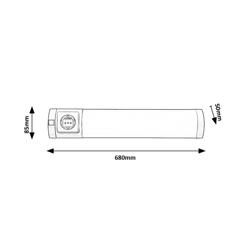 Rabalux - LED Onder keukenkastverlichting met stopcontact LED/8W/230V 4000K 68 cm mat chroom