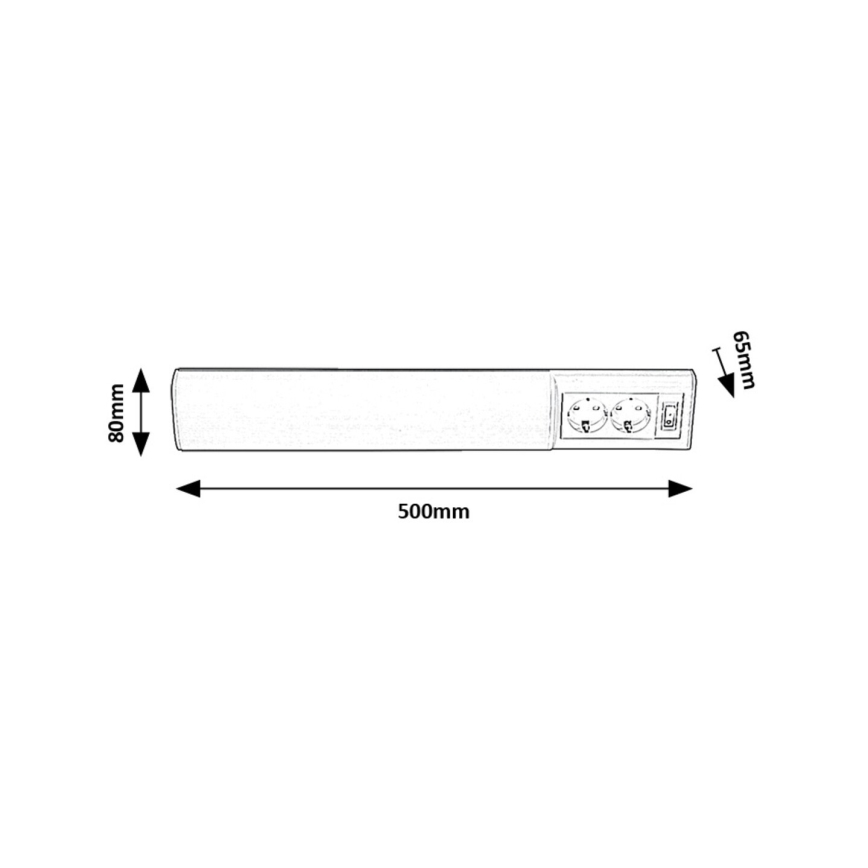 Rabalux - LED Onder keukenkast verlichting met 2 stopcontacten LED/10W/230V 4000K 50 cm wit