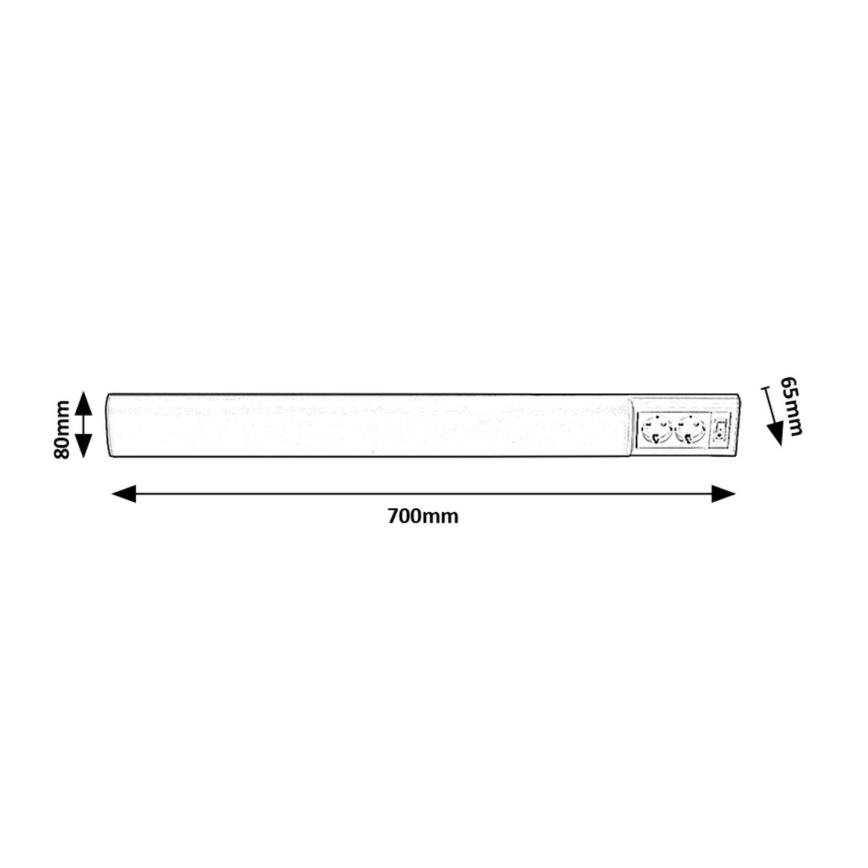 Rabalux - LED Onder keukenkast verlichting met 2 stopcontacten LED/15W/230V 4000K 70 cm wit