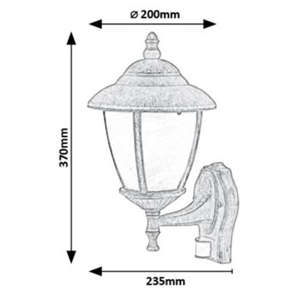 Rabalux - Buiten wandlamp met sensor 1xE27/60W/230V IP43 goud