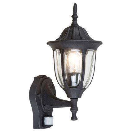 Rabalux 7837 - Zwarte Buiten wandlamp met sensor MILANO 1x E27 / 60W / 230V IP43