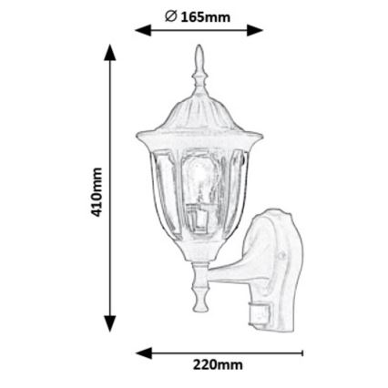 Rabalux 7837 - Zwarte Buiten wandlamp met sensor MILANO 1x E27 / 60W / 230V IP43