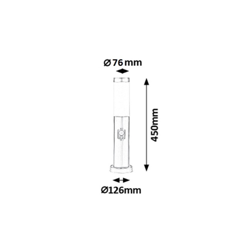 Rabalux 8267 - Buitenlamp met sensor INOX TORCH 1xE27/25W IP44