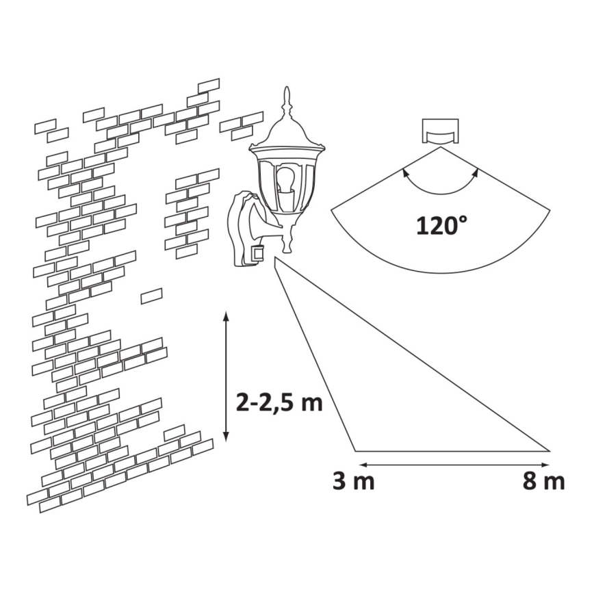 Rabalux 8370 - Buitenlicht met sensor MILANO 1x E27 / 60W / 230V