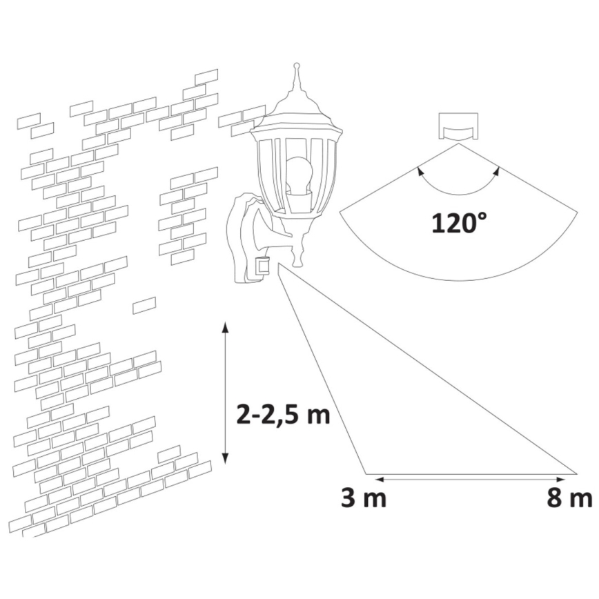 Rabalux - Buitenlicht met sensor 1xE27/60W/230V