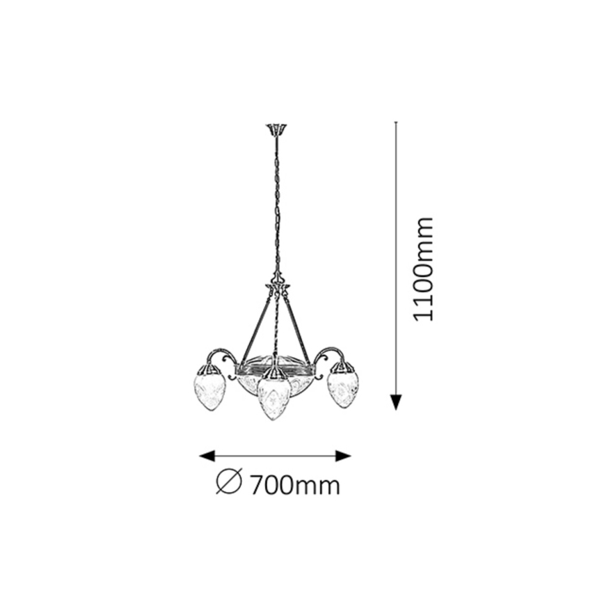 Rabalux 8633 - Hanglamp aan ketting ANNABELLA 3xE14/40W+2xE27/60W