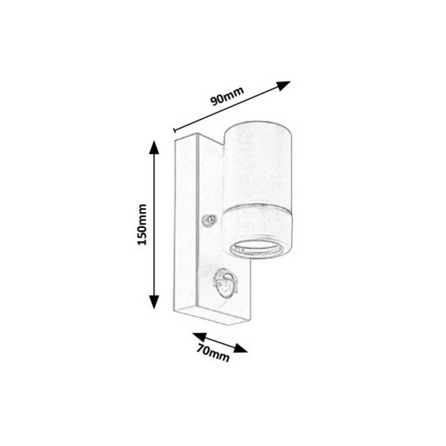 Rabalux 8834 - Wandlamp voor buiten met Sensor MEDINA 1xGU10/10W/230V