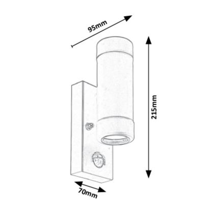 Rabalux - Buiten wandlamp met sensor 2xGU10/10W/230V IP44 zwart