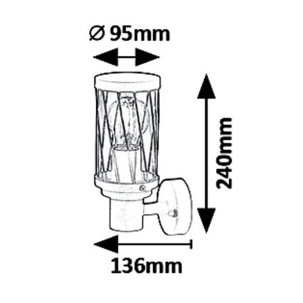 Rabalux 8888 - Buiten wandverlichting BUDAPEST 1xE27/40W/230V IP44