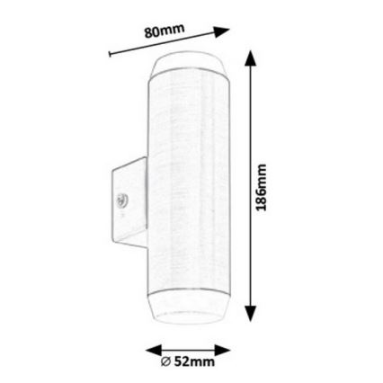 Rabalux - LED Wandlamp voor buiten 2xLED/4W/230V saténový mat chroom IP44