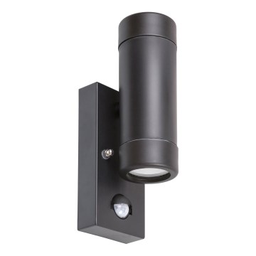 Rabalux - Buitenwandlamp met sensor 2xGU10/10W/230V zwart IP44
