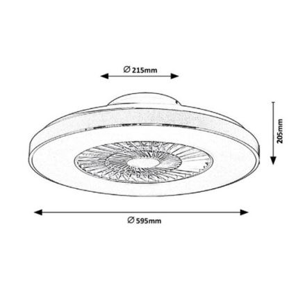 Rabalux - Dimbare LED Plafond Lamp met Ventilator LED/40W/230V 3000-6500K + afstandsbediening