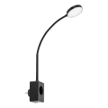Rabalux - Dimbare zwarte LED-wandlamp LED/4W/230V met USB-poort voor in het stopcontact