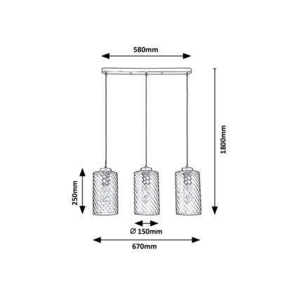 Rabalux - Hanglamp aan een koord 3xE27/40W/230V