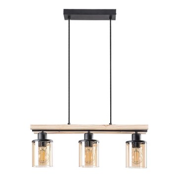 Rabalux - Hanglamp aan kabel 3xE27/25W/230V dennenhout