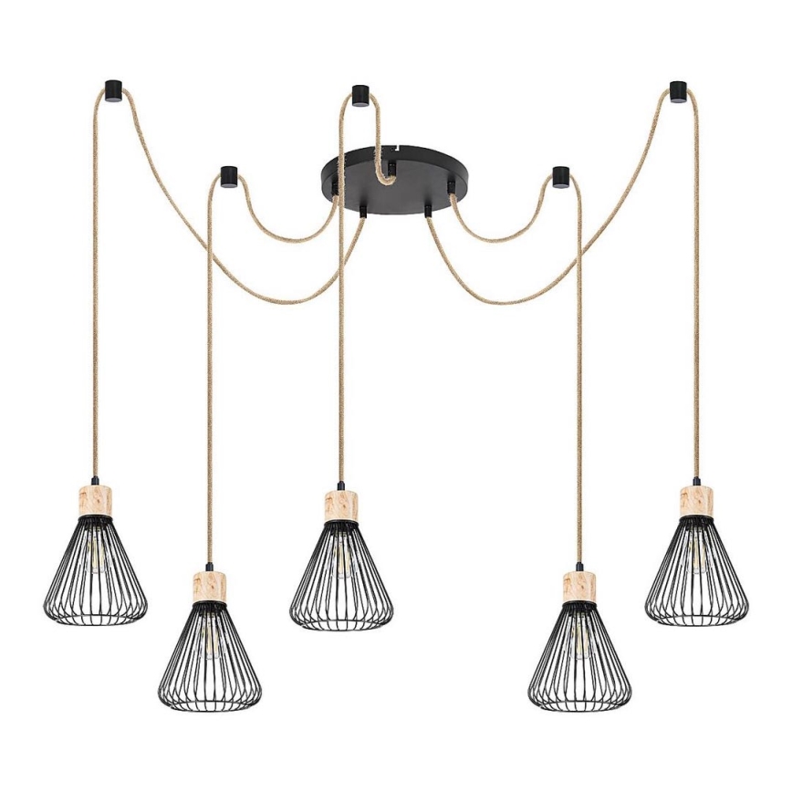 Rabalux - Hanglamp aan kabel 5xE27/40W/230V spin zwart/beuk