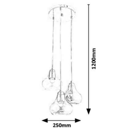 Rabalux - Hanglamp aan koord 3x E27 / 60W / 230V