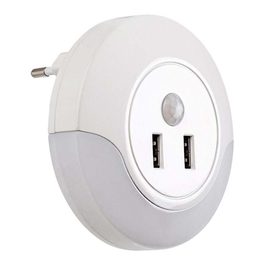 Rabalux - LED Nachtlampje met sensor voor stopcontact 2xUSB LED/13,9W/230V 3000K