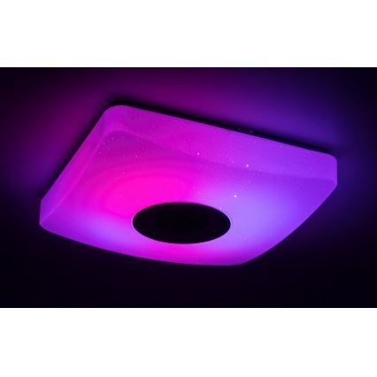 Rabalux - LED RGB dimbare plafondlamp met luidspreker LED/18W/230V 3000-6000K Bluetooth + afstandsbediening 36,5x36,5 cm