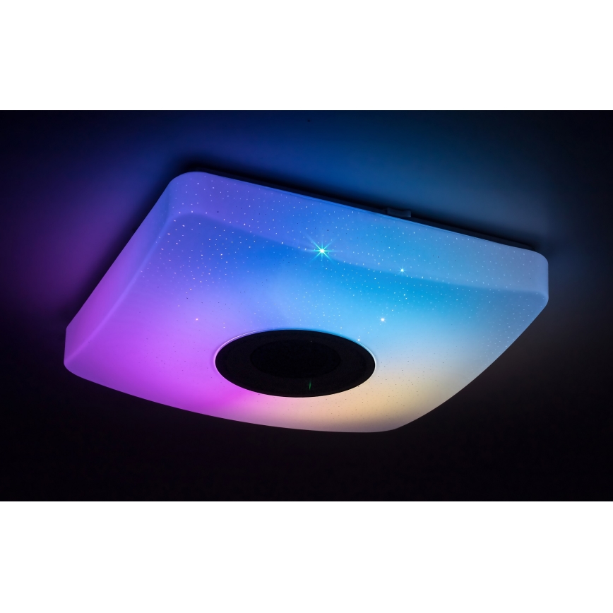 Rabalux - LED RGB dimbare plafondlamp met luidspreker LED/18W/230V 3000-6000K Bluetooth + afstandsbediening 36,5x36,5 cm