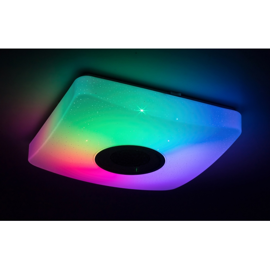 Rabalux - LED RGB dimbare plafondlamp met luidspreker LED/18W/230V 3000-6000K Bluetooth + afstandsbediening 36,5x36,5 cm