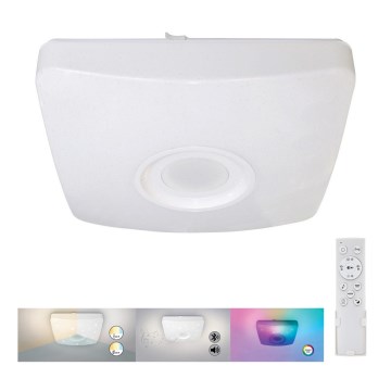 Rabalux - LED RGB dimbare plafondlamp met luidspreker LED/18W/230V 3000-6000K Bluetooth + afstandsbediening 36,5x36,5 cm