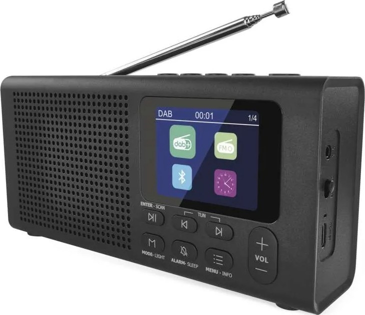 Radio DAB DAB+ FM 3W/5V/4xAA zwart