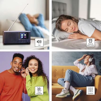 Radio DAB DAB+ FM 3W/5V/4xAA zwart