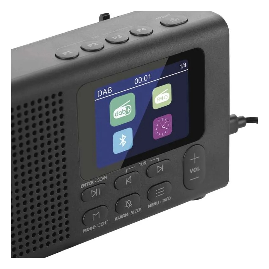 Radio DAB DAB+ FM 3W/5V/4xAA zwart
