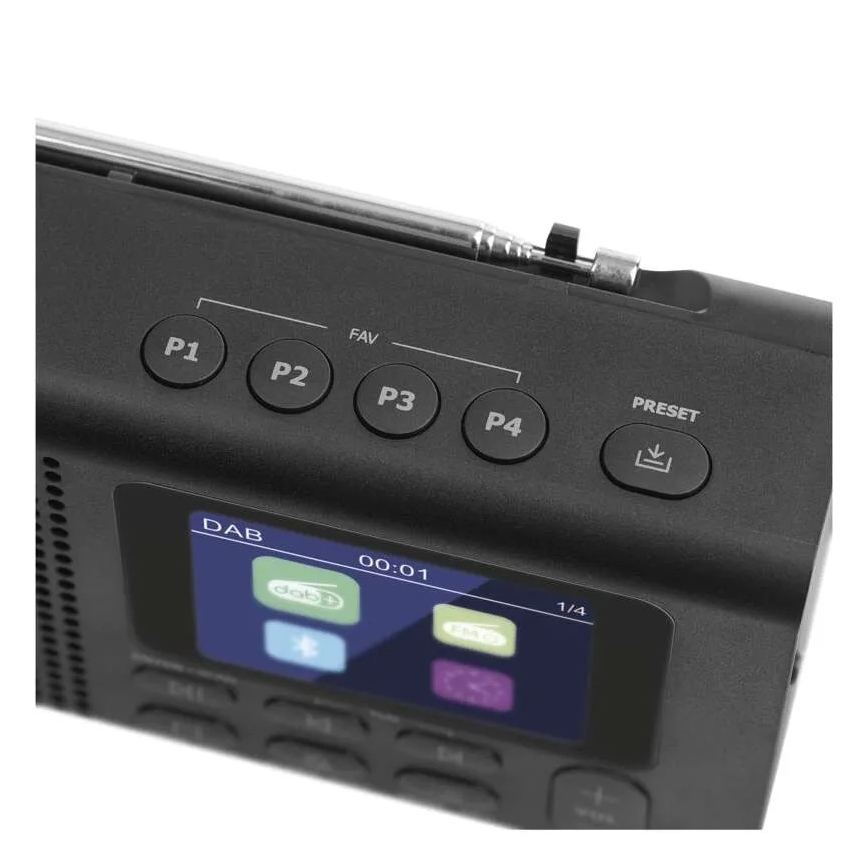 Radio DAB DAB+ FM 3W/5V/4xAA zwart