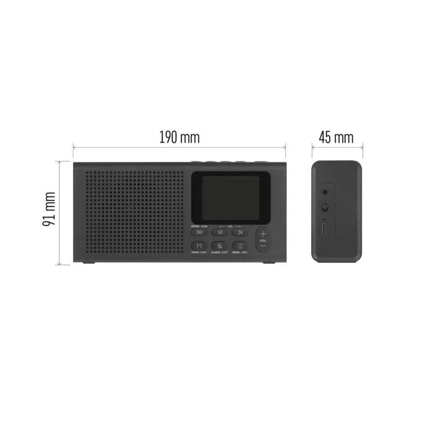 Radio DAB DAB+ FM 3W/5V/4xAA zwart