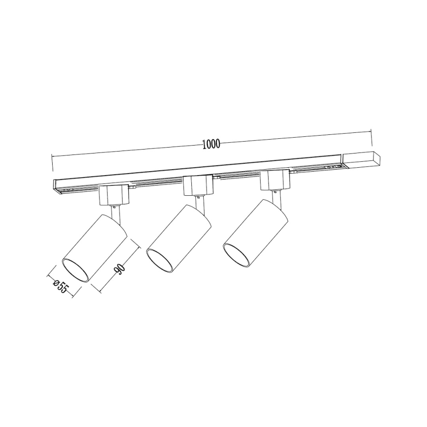 Railspot voor het TIGER railsysteem 3xGU10/10W/230V, zwart