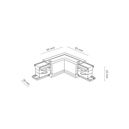 Railsysteem eindkap 3-fase TRACER hoekig wit
