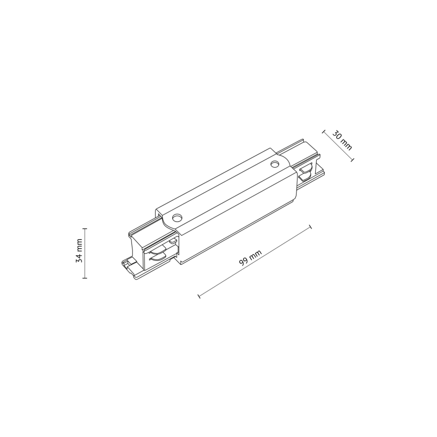 Railsysteem eindkap met stroomaansluiting 3-fase TRACER Recht wit
