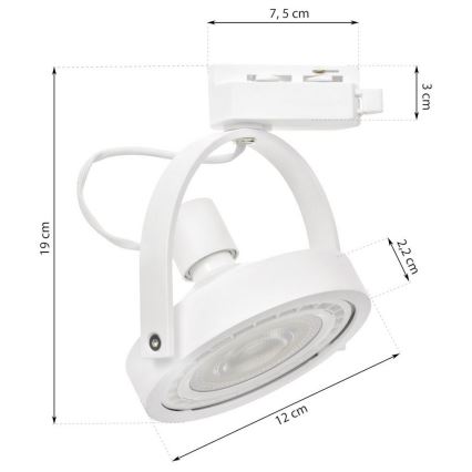 Railsysteem spot LUGAR 1xAR111 - GU10/25W/230V