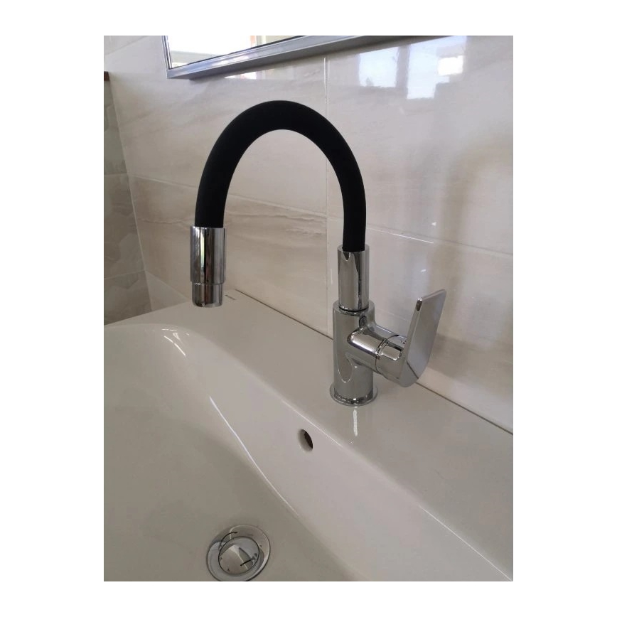 RAV Slezák CO119.0/15 - COLORADO keukenkraan met flexibele uitloop, 25 cm, zwart/glanzend chroom