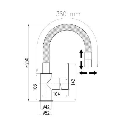 RAV Slezák CO119.0/15 - COLORADO keukenkraan met flexibele uitloop, 25 cm, zwart/glanzend chroom