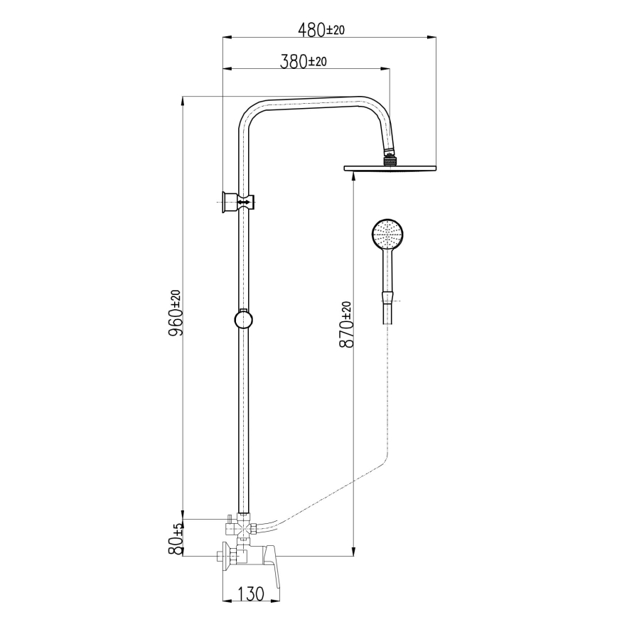 RAV Slezák CO182.5/7 - Doucheset met mengkraan COLORADO glanzend chroom
