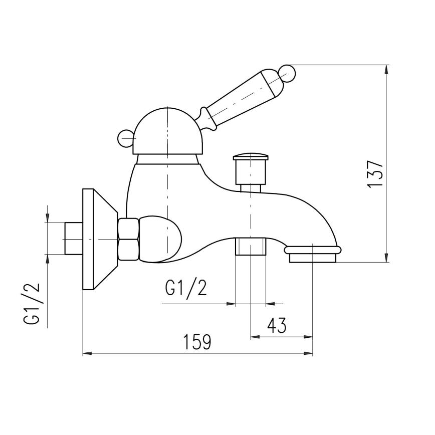 RAV Slezák L554.5SM - Badkraan LABE RETRO 13,7 cm antiek messing