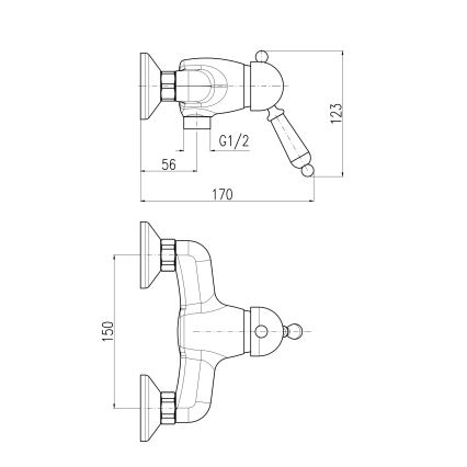 RAV Slezák L581.5CMAT - Douchekraan LABE RETRO 12,3 cm mat zwart