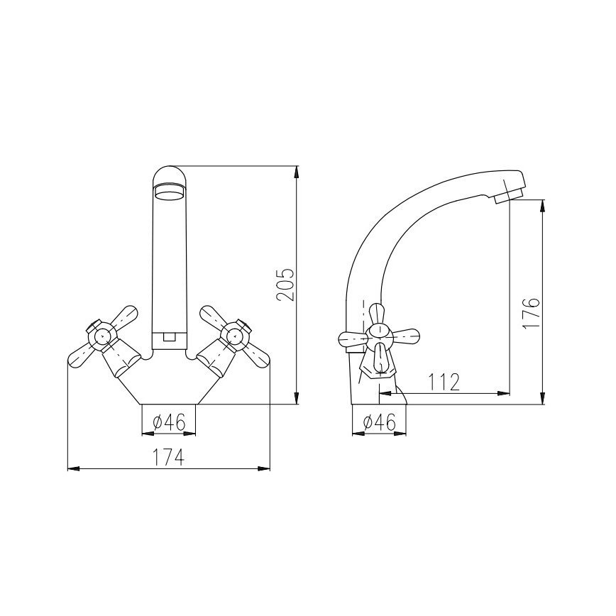RAV Slezák MK120.0/2 - Wastafelkraan MORAVA 17,6 cm, glanzend chroom