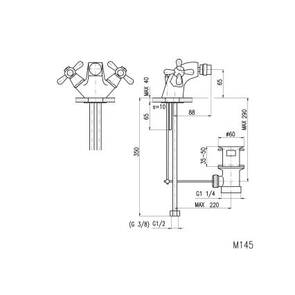 RAV Slezák MK145.0 - Bidetkraan met MORAVA-afvoer 6,5 cm, glanzend chroom
