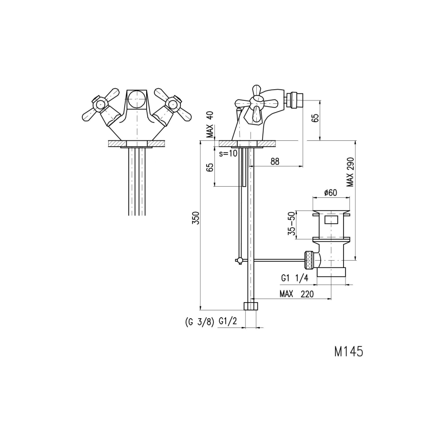 RAV Slezák MK145.0 - Bidetkraan met MORAVA-afvoer 6,5 cm, glanzend chroom