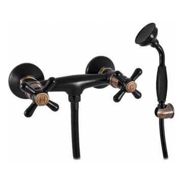 RAV Slezák MK180.5/1CMATSM - Doucheset met kraan MORAVA RETRO zwart/messing